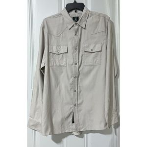 Fried Denim NYC Mens Pearl Snap Long Sleeve Western Style Tan Shirt Size L
